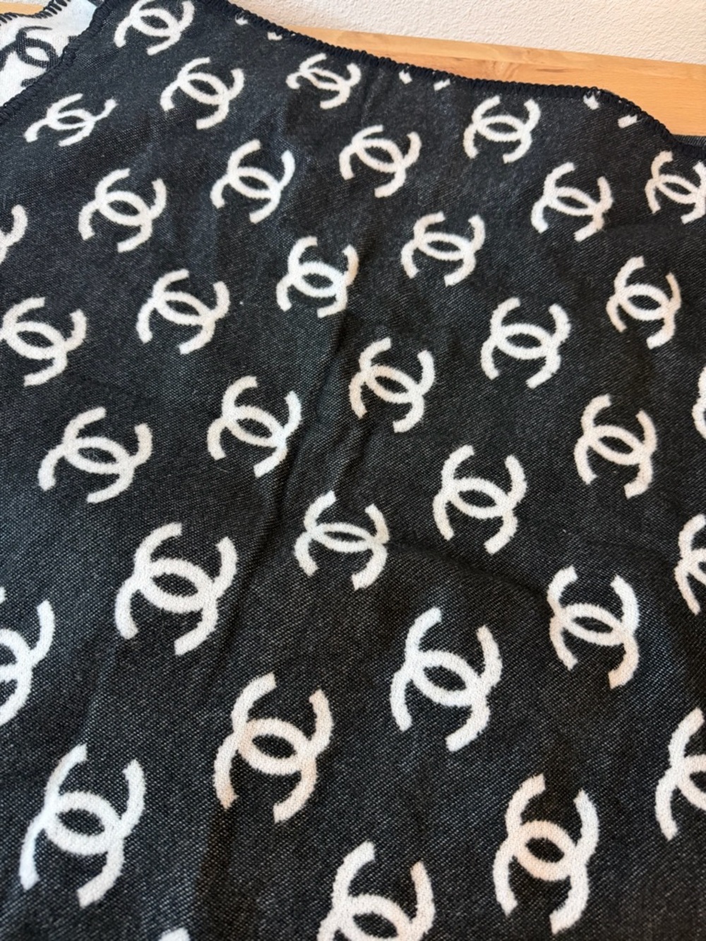 CC Interlocking logo reversible cashmere blend oversized poncho cape shawl scarf